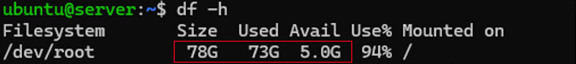 Disk storage available